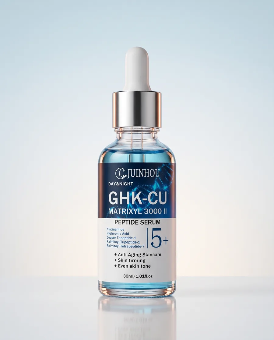Frasco do sérum JUINHOU GHK-Cu Matrixyl 3000 II de 30 ml, com tampa metalizada e conta-gotas